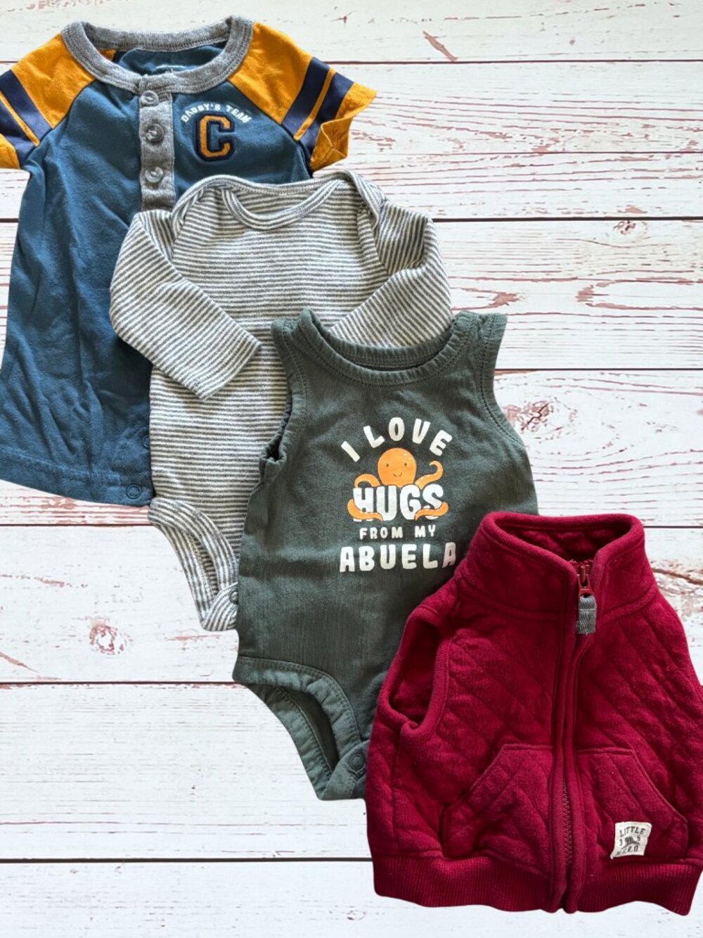 Carter's Newborn 4 PC Clothing Bodysuit & Romper Bundle